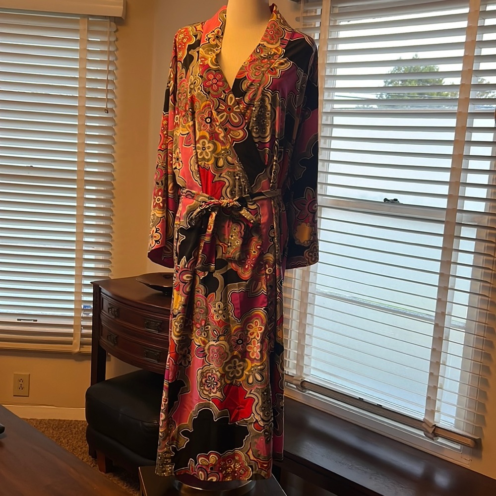 Excellent Condition Vintage Natori Psychedelic 60s Print Robe with Pockets - Picture 2 of 12